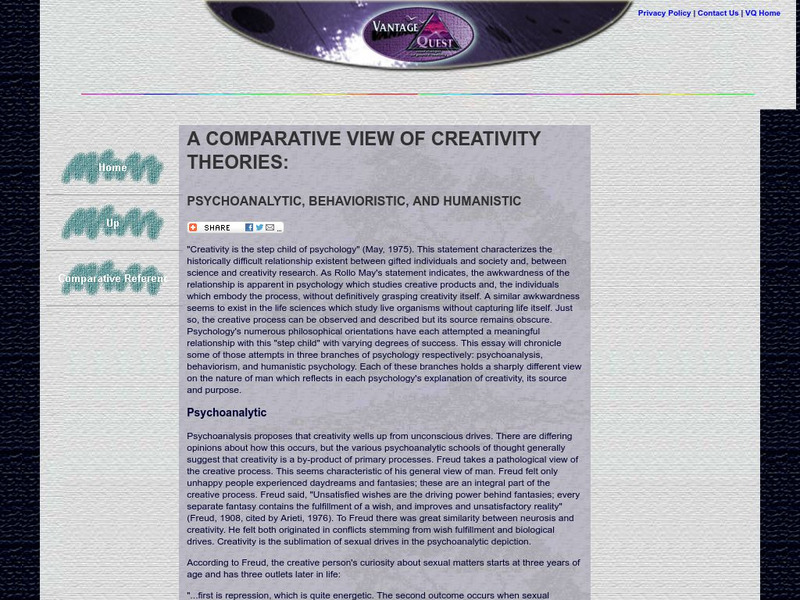Vantage Quest: Comparative View of Creative Theories Activity