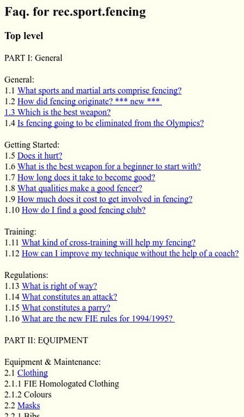 Ii: Faq for Sport Fencing Website