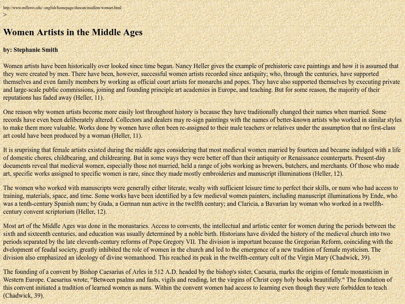 Millersville University: Women Artists Article Millersville University: Women Artists Article