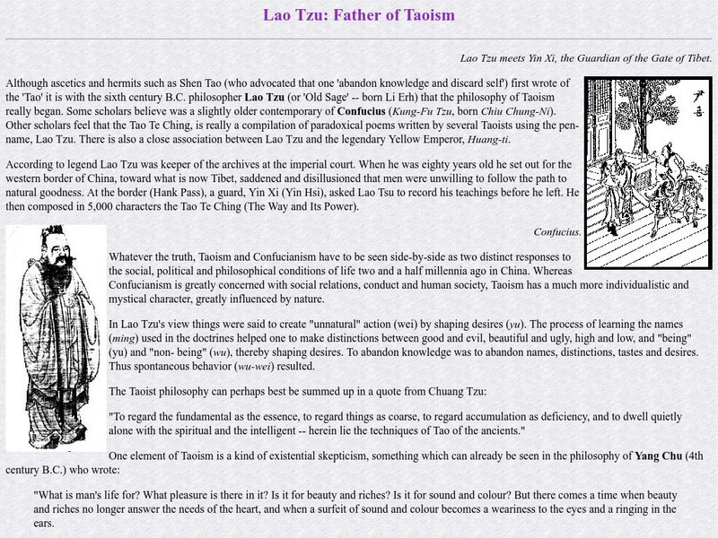 Chebucto Community Net: Lao Tzu Father of Taoism Website