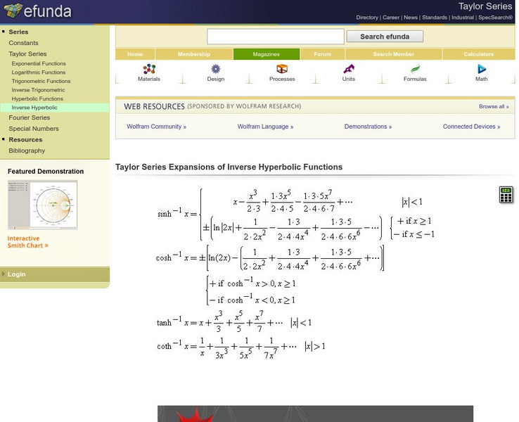 Taylor Series Expansions of Inverse Hyperbolic Functions Website Taylor Series Expansions of Inverse Hyperbolic Functions Website