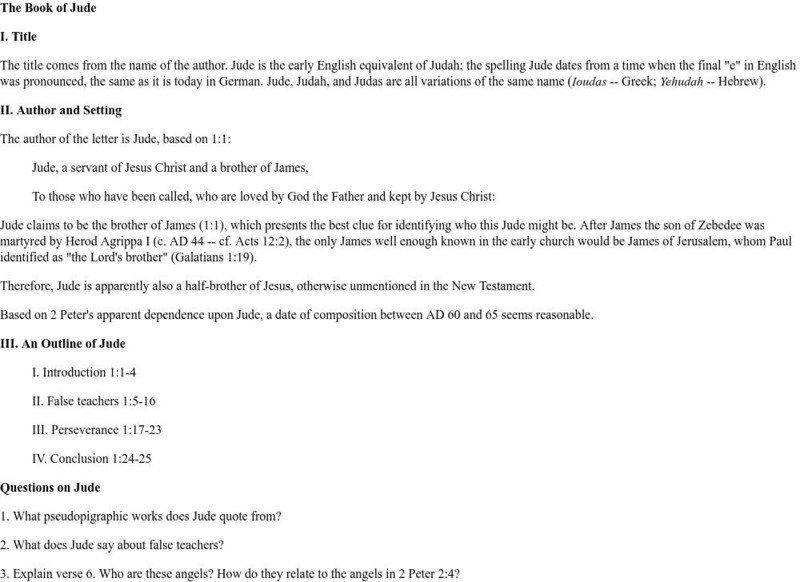 Bible Survey: The Book of Jude Handout