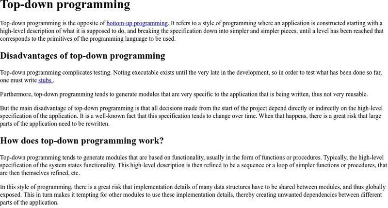 Top Down Programming Article