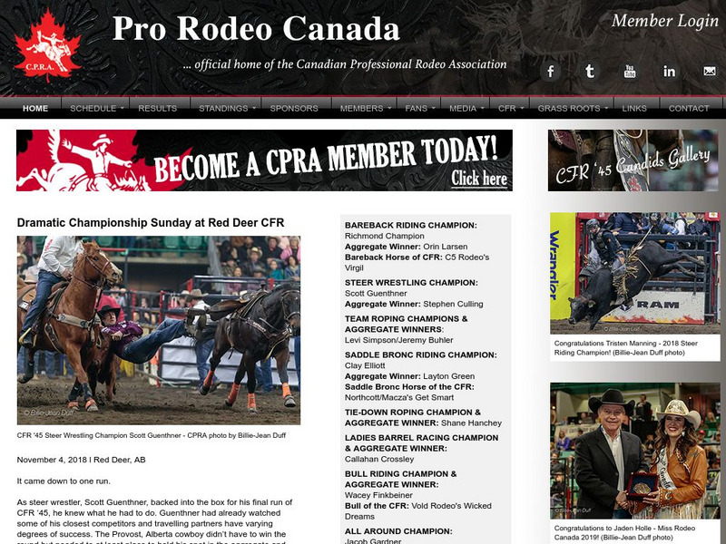 Canadian Professional Rodeo Association: Pro Rodeo Canada Website