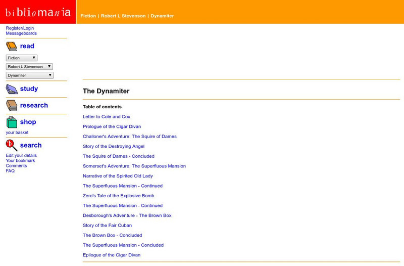 Bibliomania: Full Text of the Dynamiter Handout Bibliomania: Full Text of the Dynamiter Handout