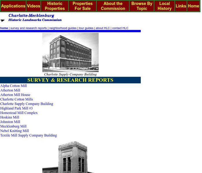 Historic Landmarks Commission: Cotton Mill & Textile History Guide Website