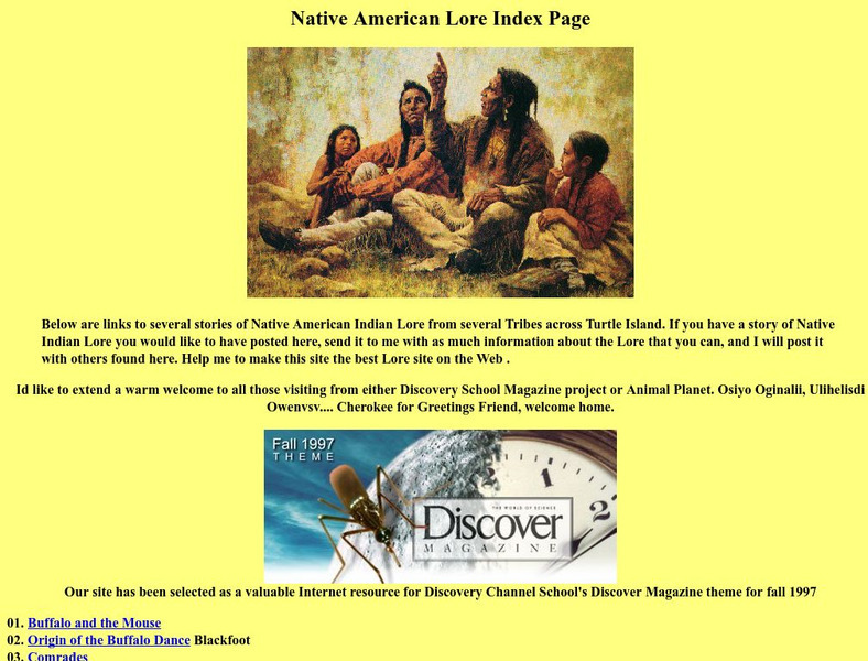 Native American Lore Index Page Website Native American Lore Index Page Website