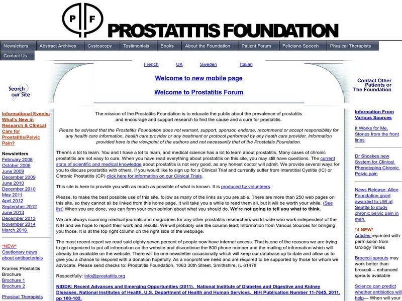 Welcome to the Prostatitis Website Website
