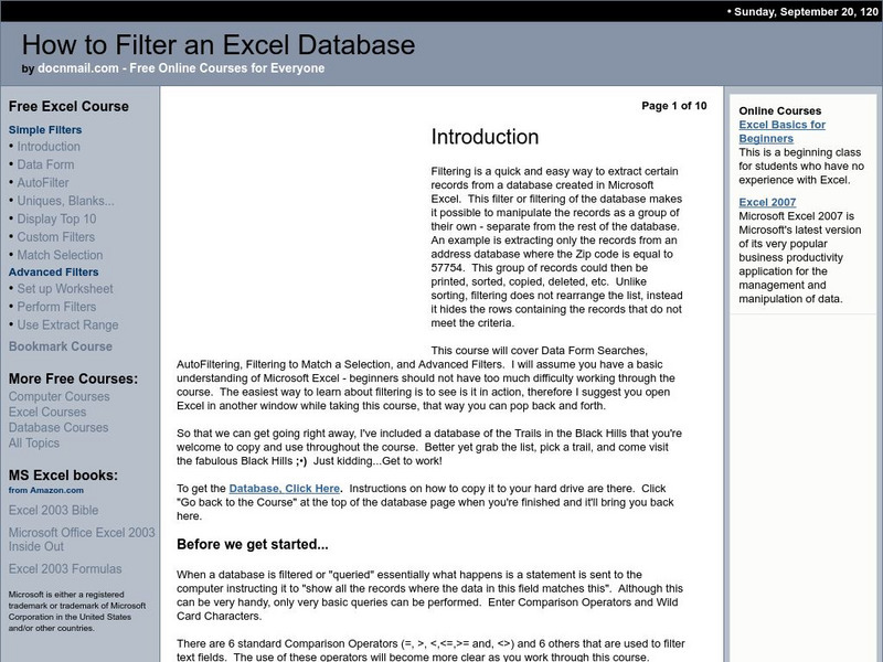 Learning Link Finders: Filtering an Excel Database Online Course Learning Link Finders: Filtering an Excel Database Online Course