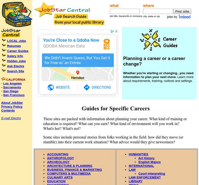 Job Star: Guides for Specific Careers Website