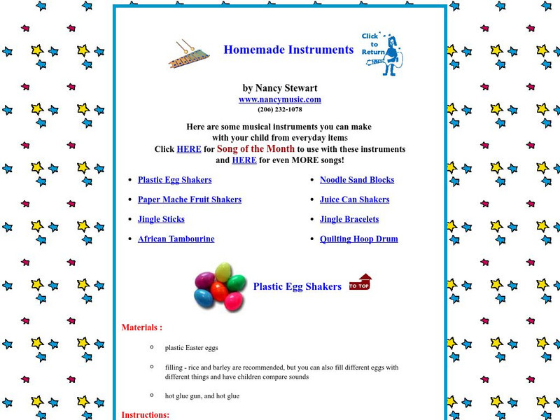 Homemade Instruments Activity Homemade Instruments Activity