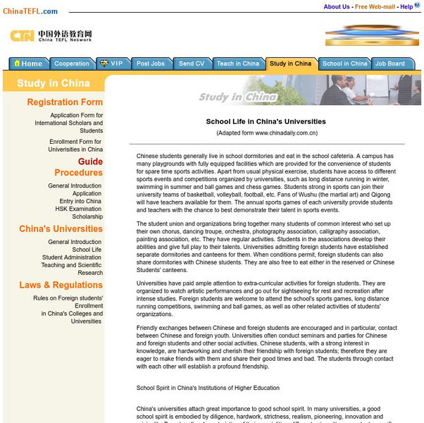 China Tefl: Study in China Handout