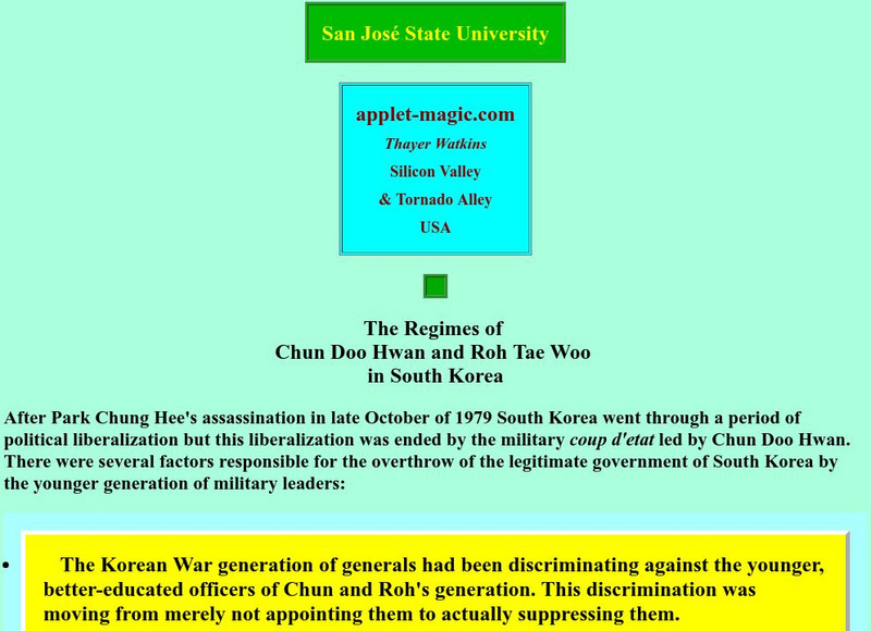 Sjsu: The Regimes of Chun Doo Hwan and Roh Tae Woo in South Korea Website Sjsu: The Regimes of Chun Doo Hwan and Roh Tae Woo in South Korea Website