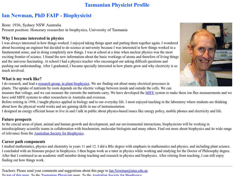 Tasmanian Physicist Profiles: Biophysicist Primary