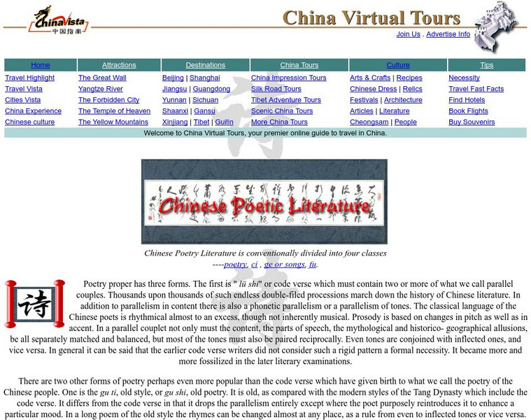 Chinavista: Chinese Poetic Literature Website Chinavista: Chinese Poetic Literature Website
