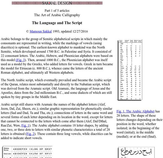 Art of Arabic Calligraphy: The Language and the Script Article Art of Arabic Calligraphy: The Language and the Script Article