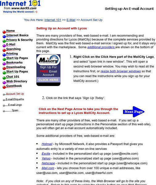 The 101 Series: Setting Up a Web Based E Mail Account Article