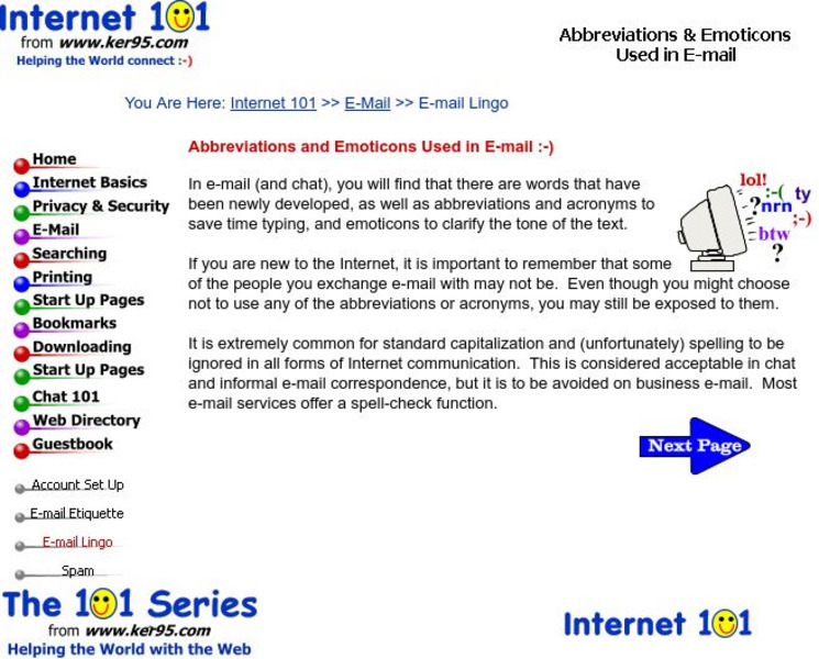 The 101 Series: E Mail Lingo Handout The 101 Series: E Mail Lingo Handout