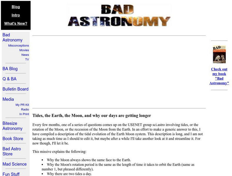 Bad Astronomy/phil Plait: Tides and Why Our Days Are Getting Longer Handout Bad Astronomy/phil Plait: Tides and Why Our Days Are Getting Longer Handout