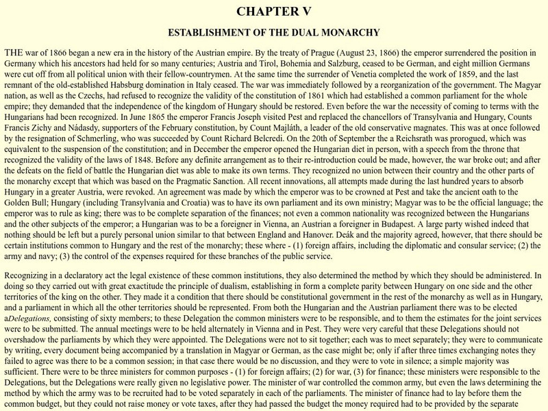 Hungarian Electronic: Establishment of the Dual Monarchy Handout Hungarian Electronic: Establishment of the Dual Monarchy Handout