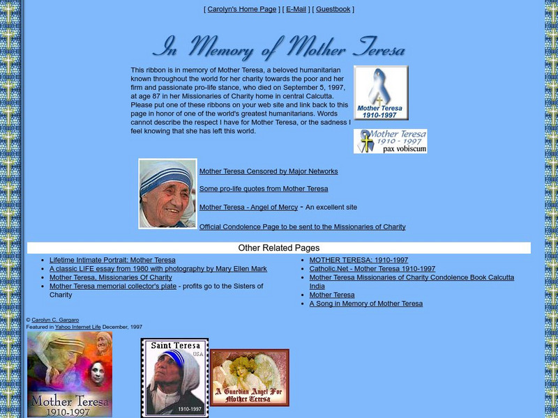 Mother Teresa in Memory of Mother Teresa Website Mother Teresa in Memory of Mother Teresa Website