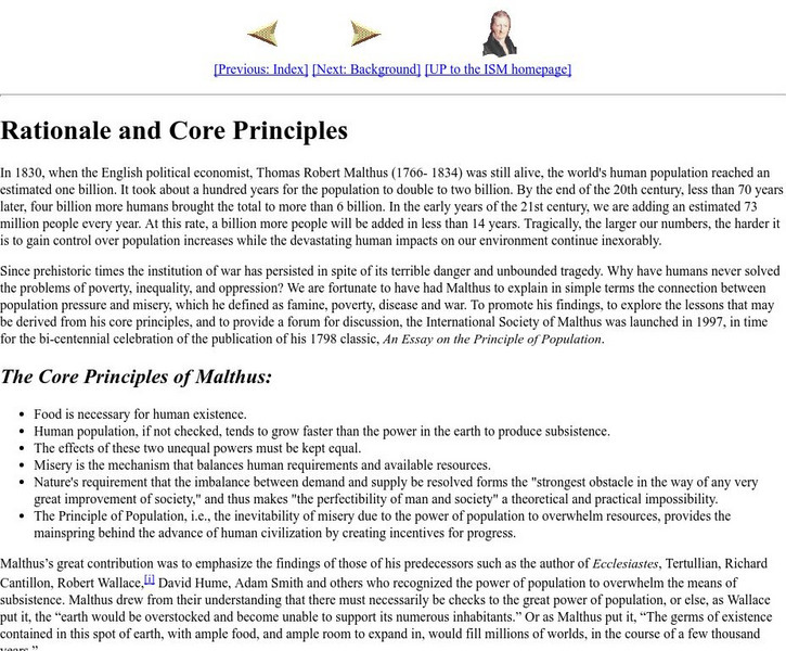 Malthus Society: Rationale & Core Principles of Malthus Activity Malthus Society: Rationale & Core Principles of Malthus Activity