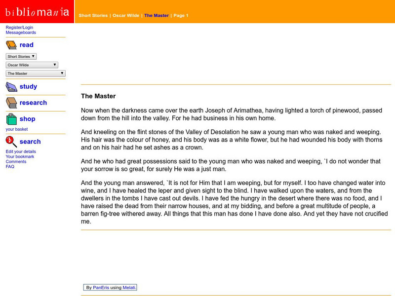 Bibliomania: Oscar Wilde the Master Handout Bibliomania: Oscar Wilde the Master Handout