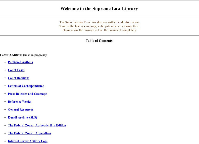 Supreme Law Firm: The Supreme Law Library Primary Supreme Law Firm: The Supreme Law Library Primary
