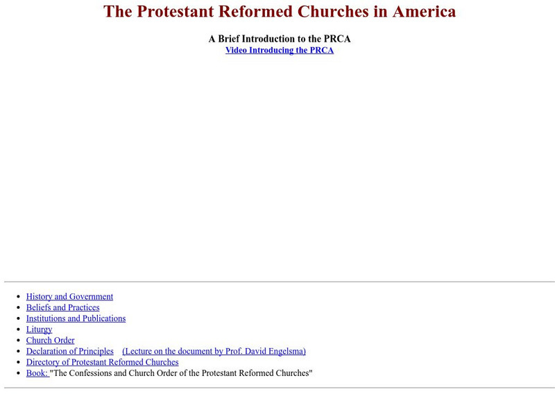 The Protestant Reformed Churches in America Website The Protestant Reformed Churches in America Website