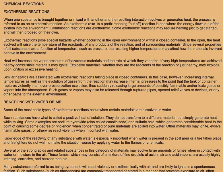 Chemical Reax/exothermic Reactions Handout Chemical Reax/exothermic Reactions Handout