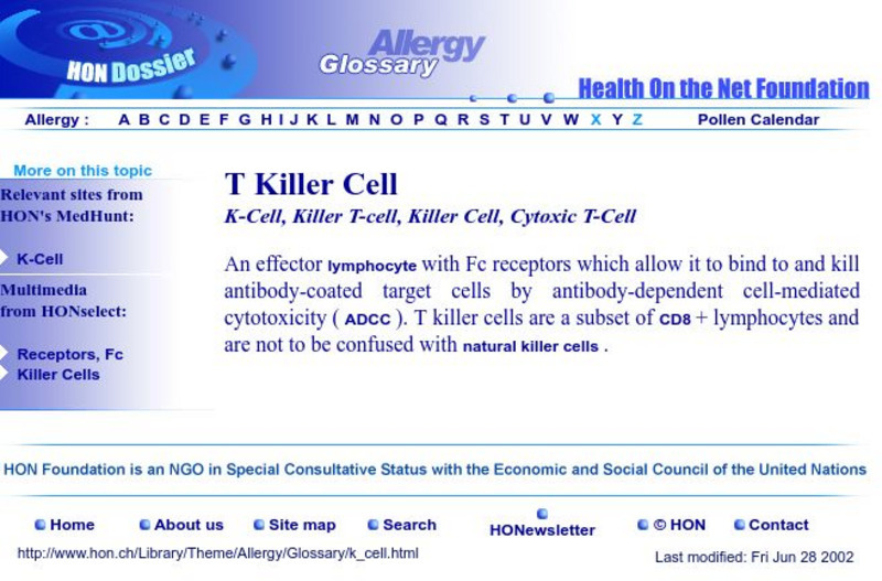 Hon: T Killer Cell Handout Hon: T Killer Cell Handout