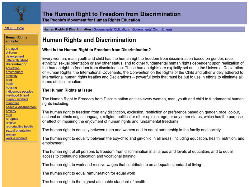 The Human Right to Freedom From Discrimination Handout The Human Right to Freedom From Discrimination Handout