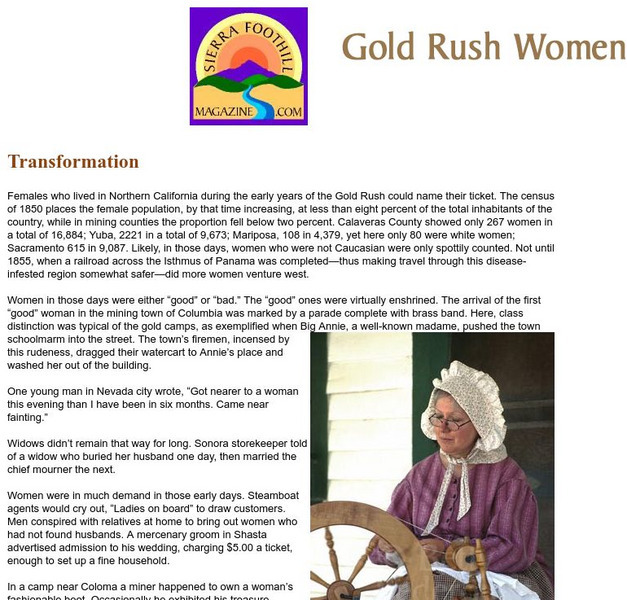 Sierra Foothill Magazine: Gold Rush Women Handout Sierra Foothill Magazine: Gold Rush Women Handout