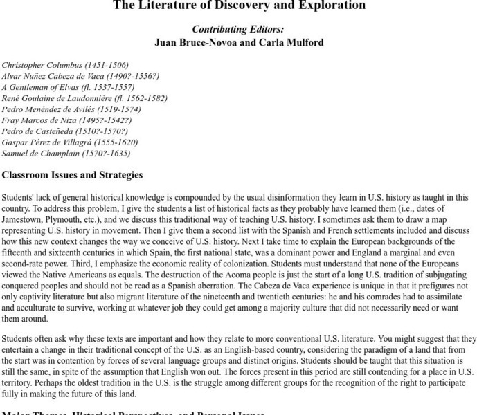Literature of Discovery and Exploration Activity Literature of Discovery and Exploration Activity