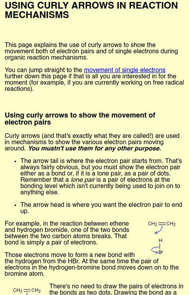 Using Curly Arrows in Reaction Mechanisms Handout Using Curly Arrows in Reaction Mechanisms Handout