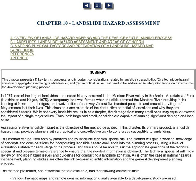 Oas: Landslide Hazard Assessment Handout Oas: Landslide Hazard Assessment Handout