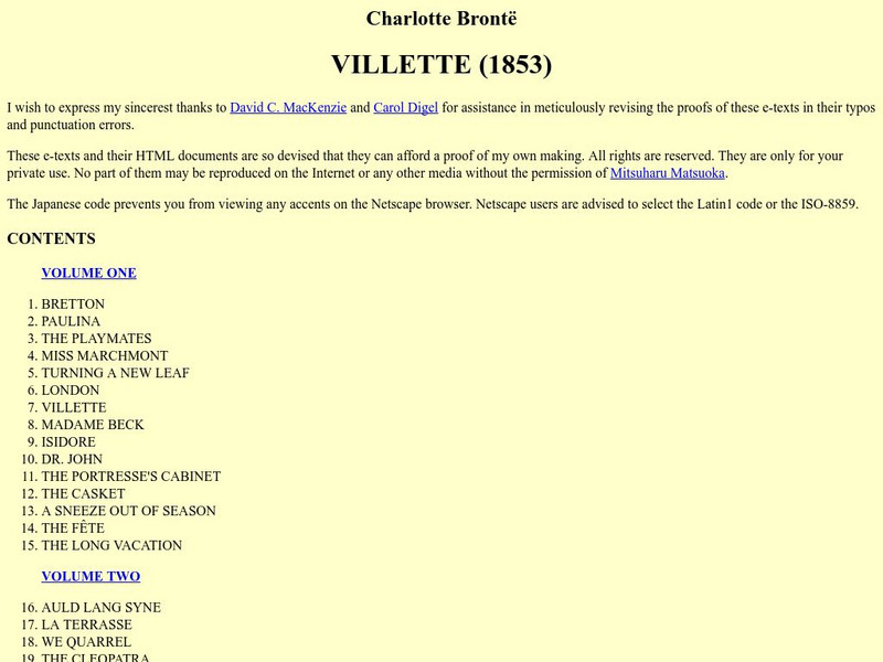 Nagoya University: Charlotte Bronte: Villette (1853) eBook