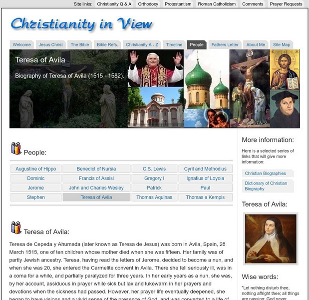 Biography of Teresa of Avila, Reformer and Contemplative Article Biography of Teresa of Avila, Reformer and Contemplative Article