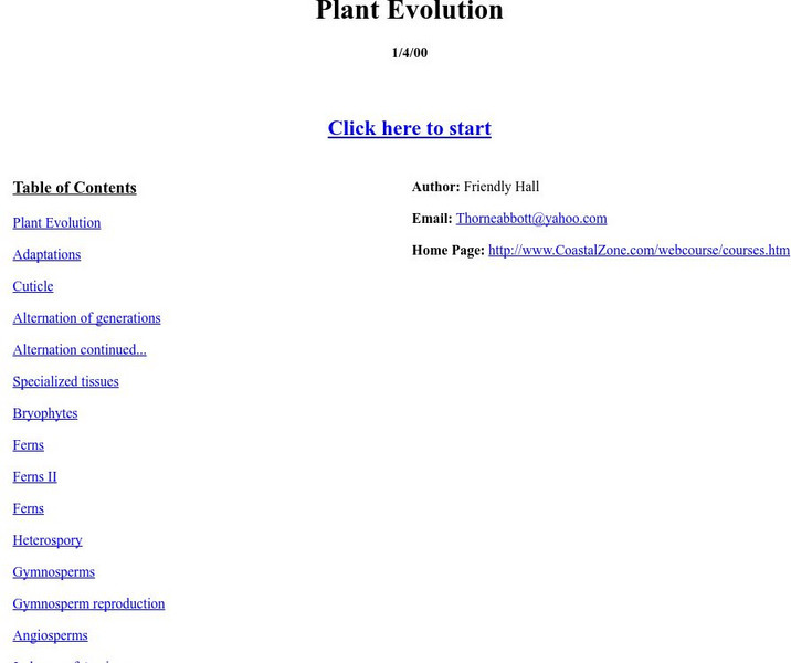 Coastal Zone: Plant Evolution Whiteboard Coastal Zone: Plant Evolution Whiteboard