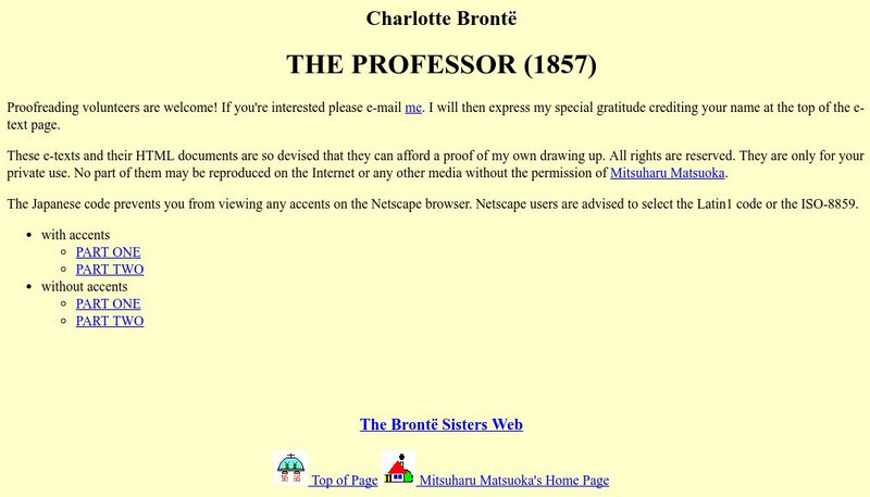 Nagoya University: Charlotte Bronte: The Professor (1857) eBook