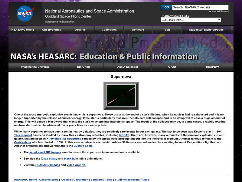Heasarc: Supernova Website Heasarc: Supernova Website