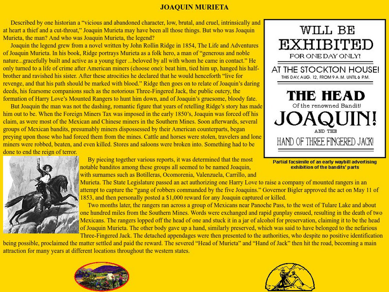 Gold Rush Players: Joaquin Murieta Handout Gold Rush Players: Joaquin Murieta Handout