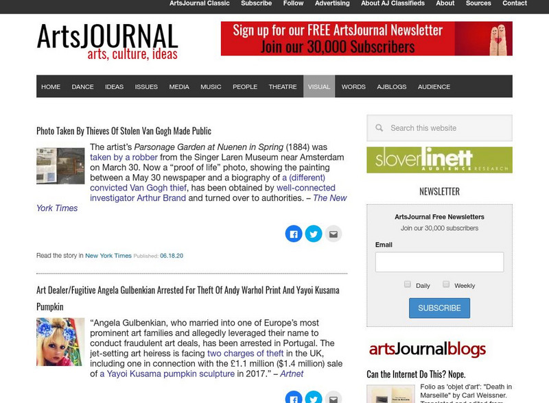 Arts Journal: Visual Arts Page Website Arts Journal: Visual Arts Page Website