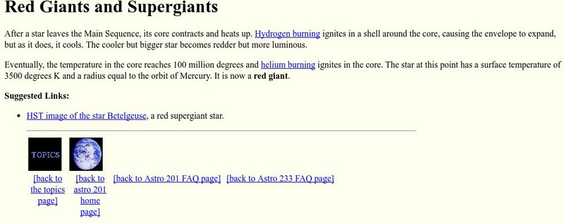 Cornell University: Astronomy: Red Giants Website Cornell University: Astronomy: Red Giants Website