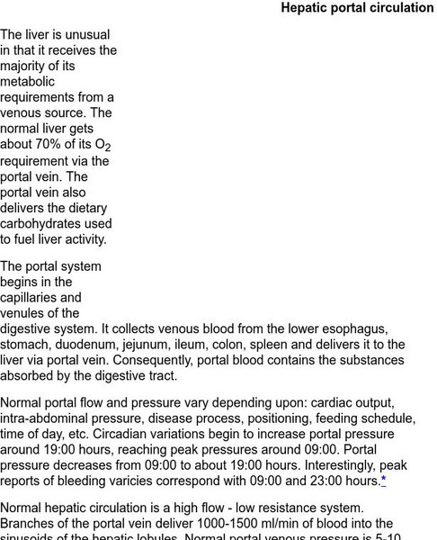 Rn Ceus: Hepatic Portal System Handout