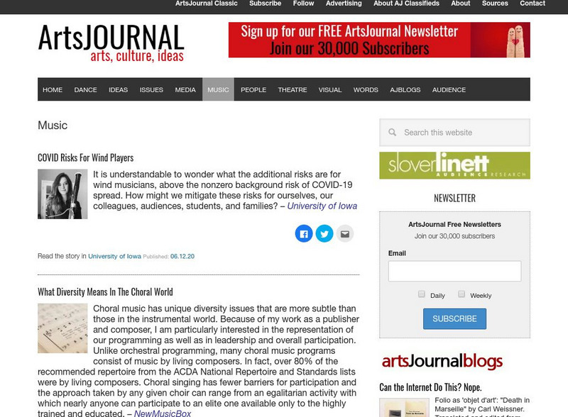 Arts Journal: Music Page Website Arts Journal: Music Page Website
