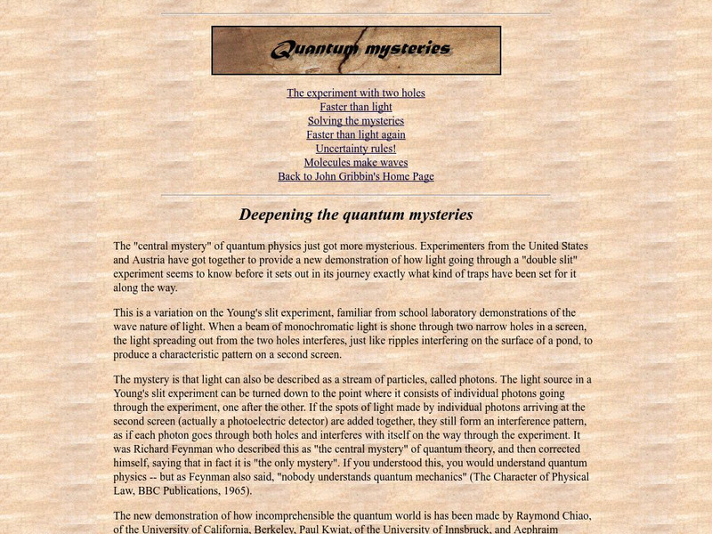 Quantum Mysteries: Deepening Quantum Mysteries Handout Quantum Mysteries: Deepening Quantum Mysteries Handout
