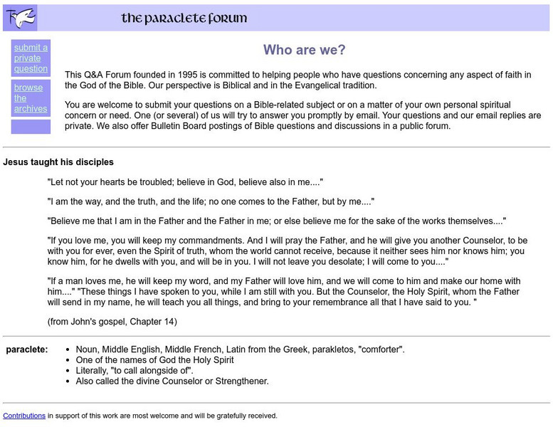 The Paraclete Forum Website The Paraclete Forum Website