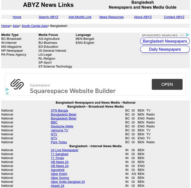 Abyz News Links: Bangladesh Newspapers & News Sources Website