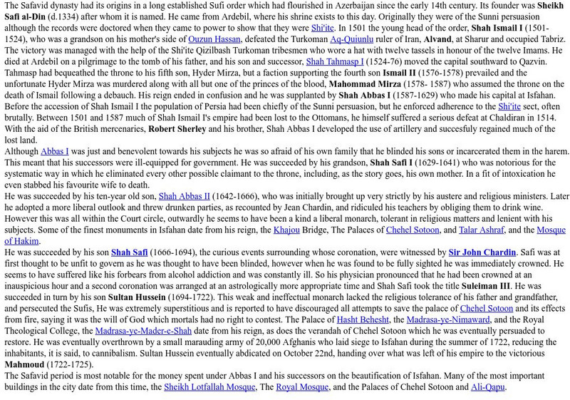 Isfahan: History of the Safavids Handout